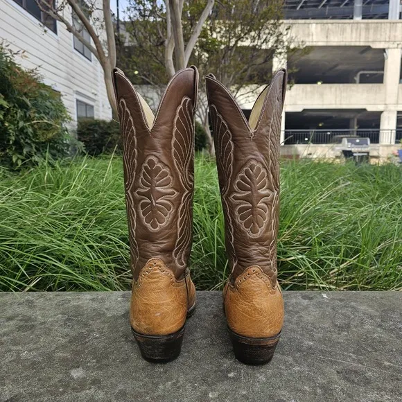 Hondo Men's 10.5 Leather Cowboy Boots Brown Pointed Toe Yellowstone Western