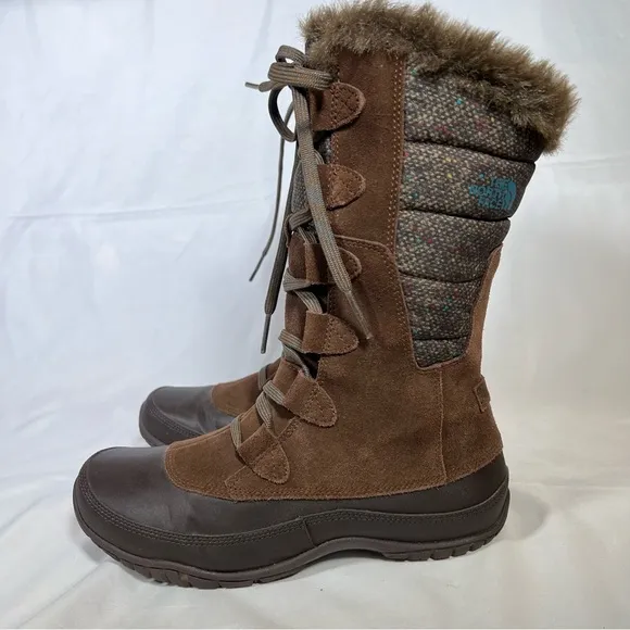 🎉HP🎉 The North Face Nuptse Purna Waterproof Faux Fur Trim Winter Boots 7 EUC