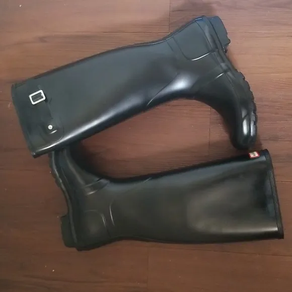 Hunter Classic Original Tall Rain Boots Matte Black Womens Size 10