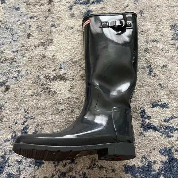 Hunter Classic Tall Boots Wellies Dark Grey Size 8 Waterproof