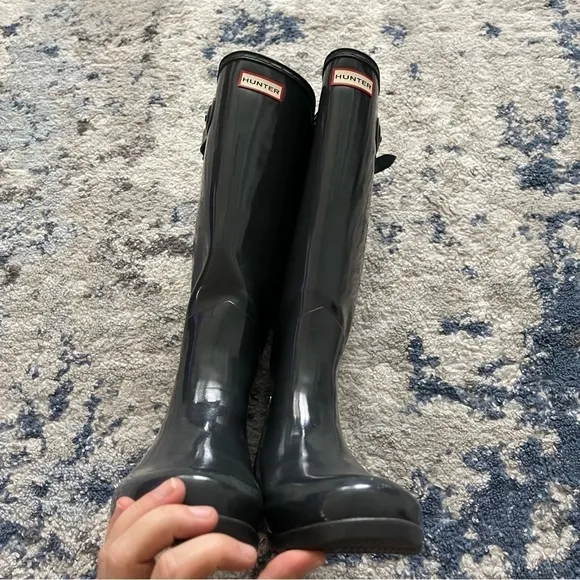 Hunter Classic Tall Boots Wellies Dark Grey Size 8 Waterproof