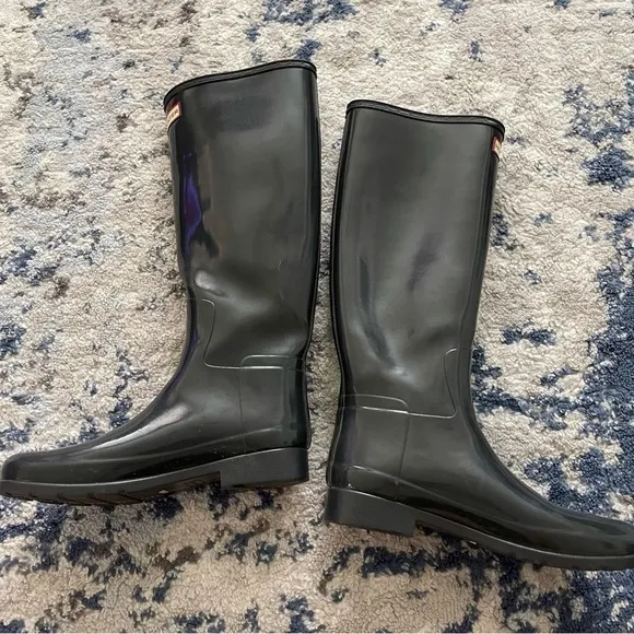 Hunter Classic Tall Boots Wellies Dark Grey Size 8 Waterproof