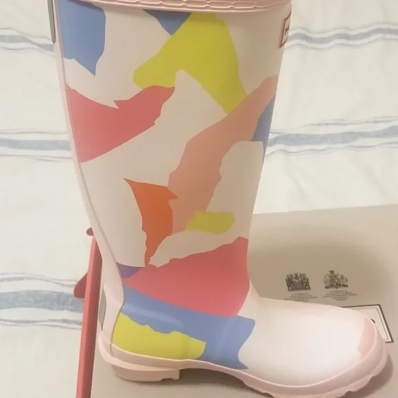Hunter Girls Glacial Pink Camo Print Original Rain Boots &quot;NEW&quot; W/Box!