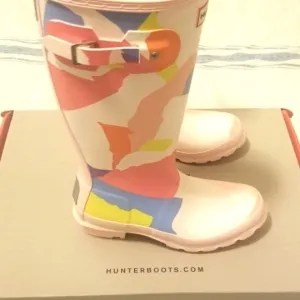 Hunter Girls Glacial Pink Camo Print Original Rain Boots &quot;NEW&quot; W/Box!