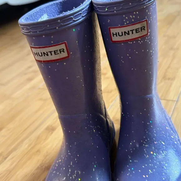 Hunter Kids Boots in Purple with Glitter
