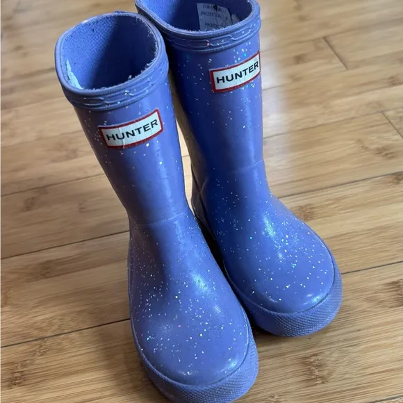 Hunter Kids Boots in Purple with Glitter