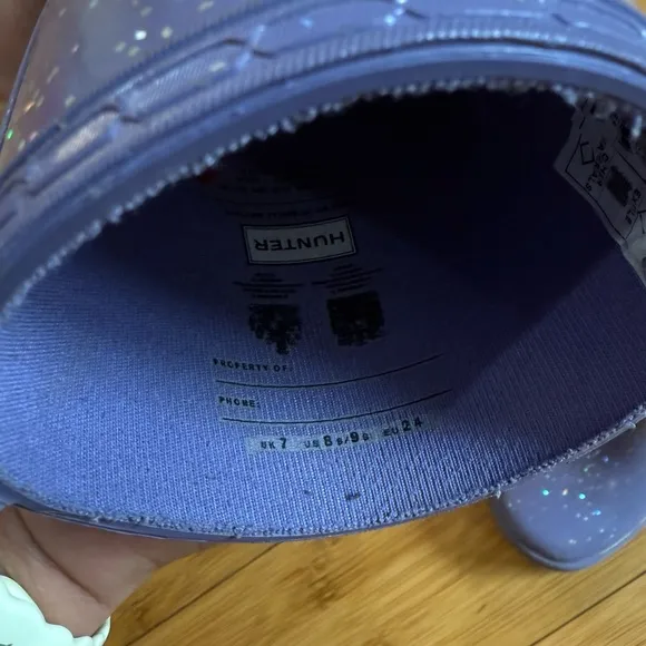 Hunter Kids Boots in Purple with Glitter