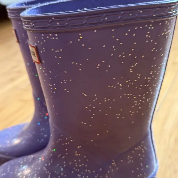 Hunter Kids Boots in Purple with Glitter