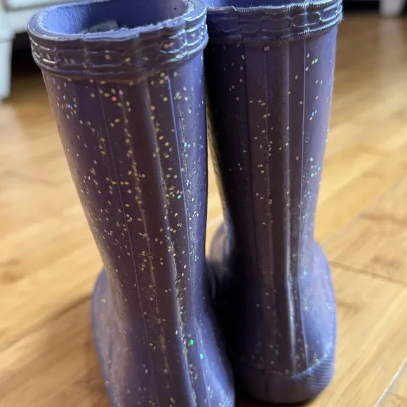 Hunter Kids Boots in Purple with Glitter