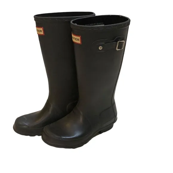 Hunter Kids Classic Tall Black Rain Boots US Size 32 rubber waterproof rain boot