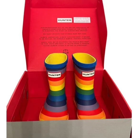 Hunter Kids Original First Classic Rainbow Wellington Boots - Toddler Size 5