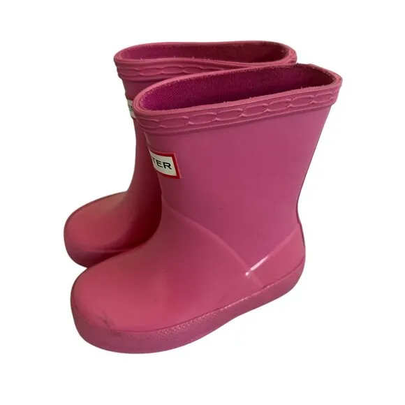 Hunter Original Kids First Classic Rain Boot Pink Pull On Rubber Size 4 Kids