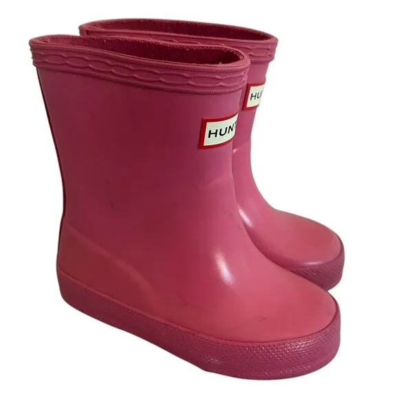 Hunter Original Kids First Classic Rain Boot Pink Pull On Rubber Size 4 Kids