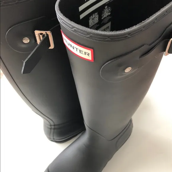 Hunter original tall rain boots black matte 9
