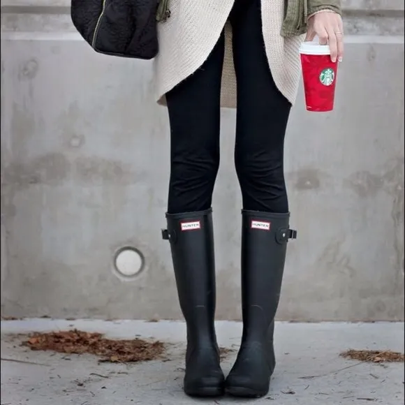 Hunter original tall rain boots black matte 9