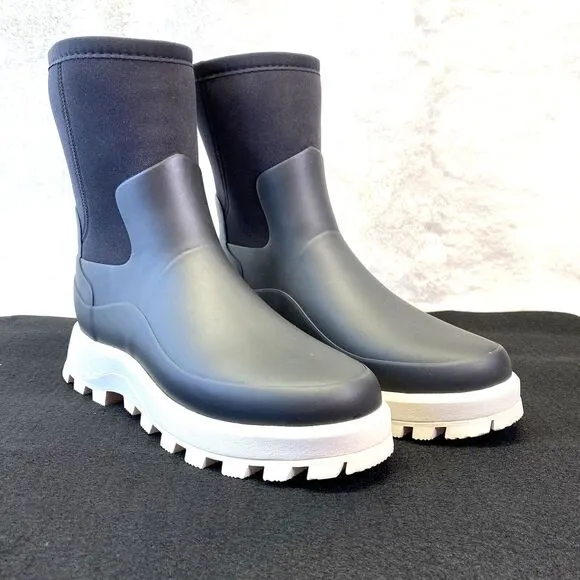 Hunter Women's City Explorer Short‎ Black Boots WFS2238NRE White Sole 9 Chunky