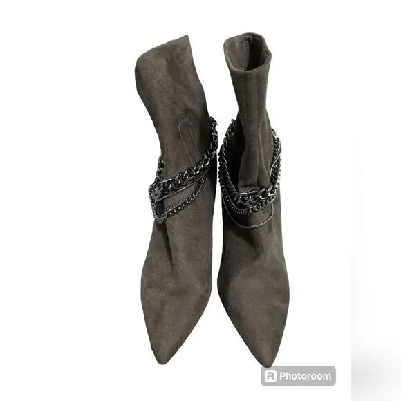 INC pointed toe metal chain boots