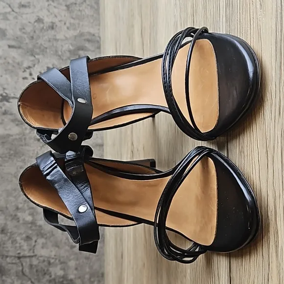IRO Black Leather Lorena Studded Strappy Stiletto Sandals 37 / 6.5