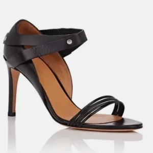IRO Black Leather Lorena Studded Strappy Stiletto Sandals 37 / 6.5