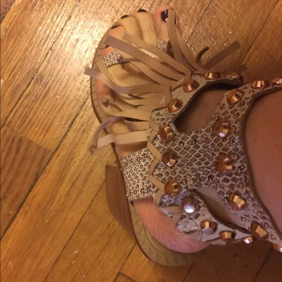 Ivy Kirzhner Leather Fringe Studded Sandal.