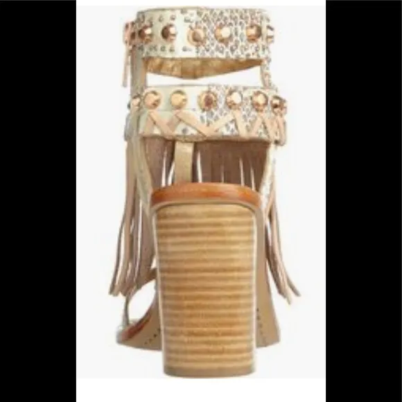 Ivy Kirzhner Leather Fringe Studded Sandal.