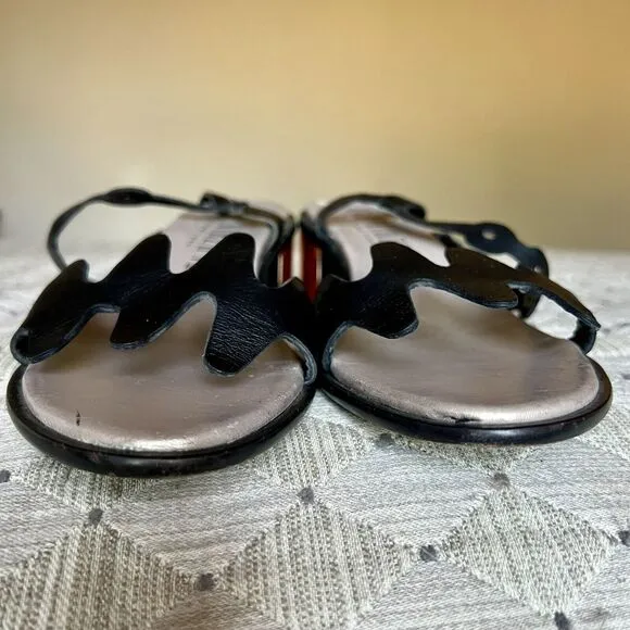Ivy Kirzhner NY Lala Black Leather w/ Rose Gold Block Heel Sandal 38.5 US 8 - 8.