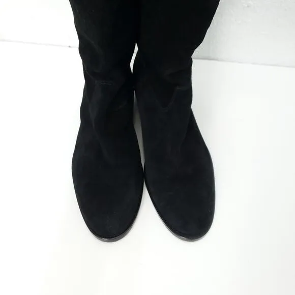 J. CREW Black Suede Knee High Tall Riding Classic  Boots
