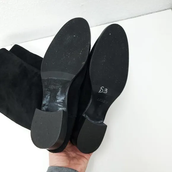 J. CREW Black Suede Knee High Tall Riding Classic  Boots