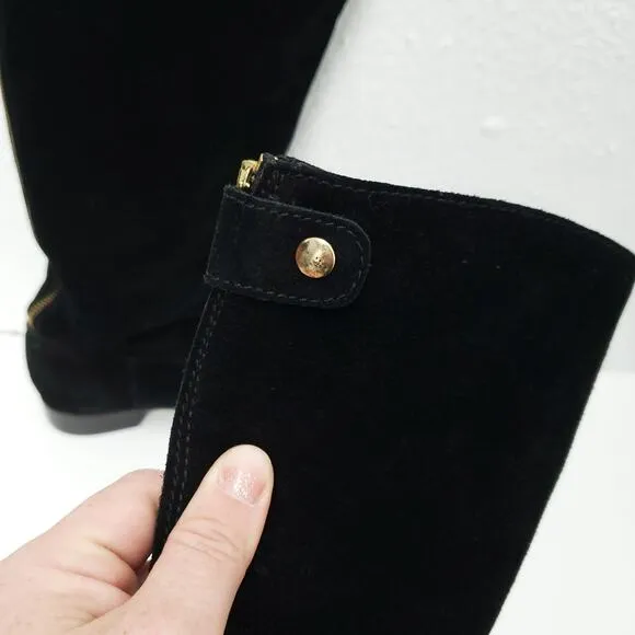 J. CREW Black Suede Knee High Tall Riding Classic  Boots