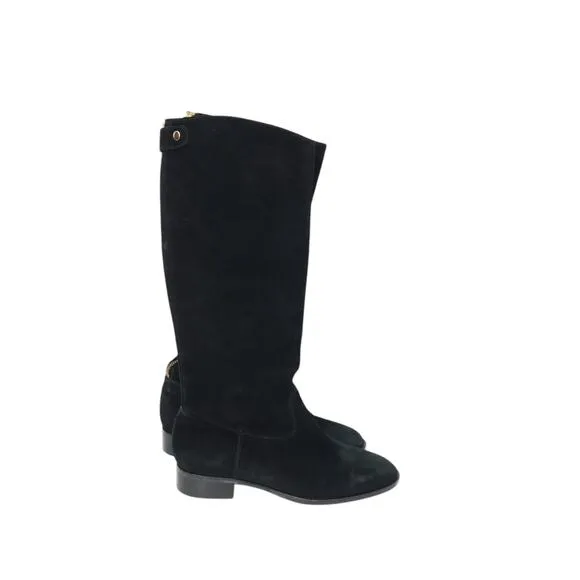 J. CREW Black Suede Knee High Tall Riding Classic  Boots