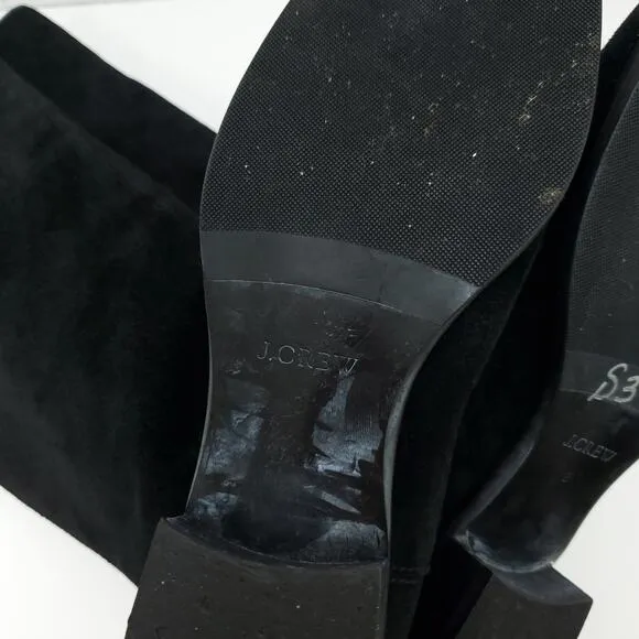 J. CREW Black Suede Knee High Tall Riding Classic  Boots