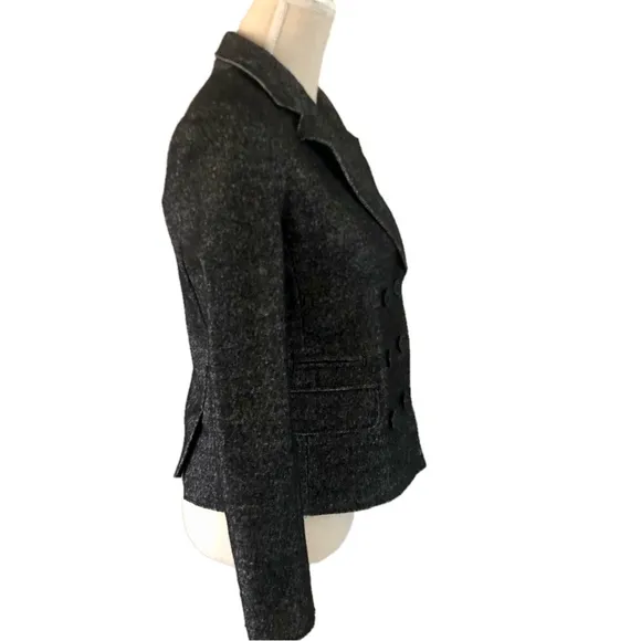 J. Crew Double-Breasted Blazer classic chic black and white tweed women’s size 2