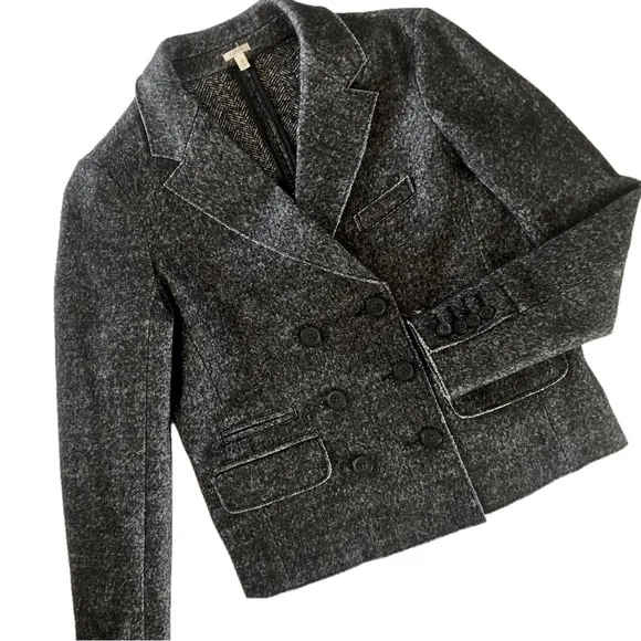 J. Crew Double-Breasted Blazer classic chic black and white tweed women’s size 2
