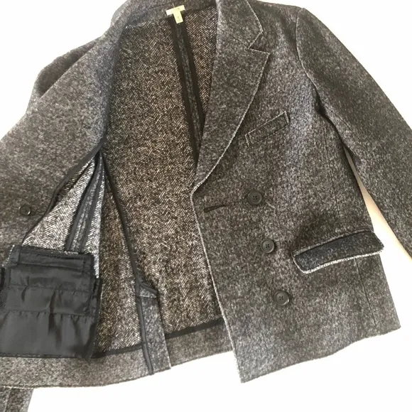 J. Crew Double-Breasted Blazer classic chic black and white tweed women’s size 2