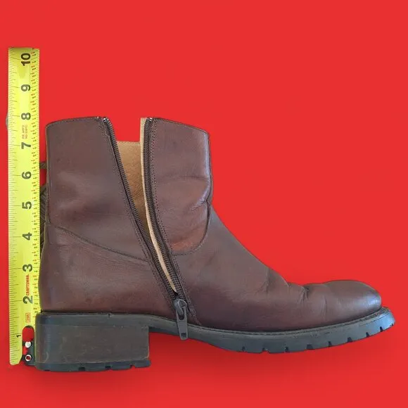 J. Crew Made in Italy Chelsea Leather Boots Zippered Ankle Roomy Toe Brown 8