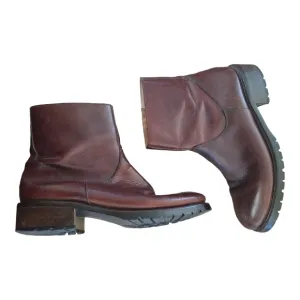 J. Crew Made in Italy Chelsea Leather Boots Zippered Ankle Roomy Toe Brown 8