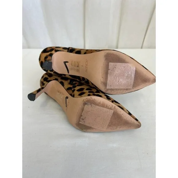 J Crew Pointed-toe ankle boots in leopard calf hair BT914, Size 7