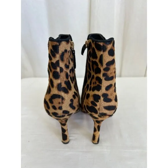 J Crew Pointed-toe ankle boots in leopard calf hair BT914, Size 7