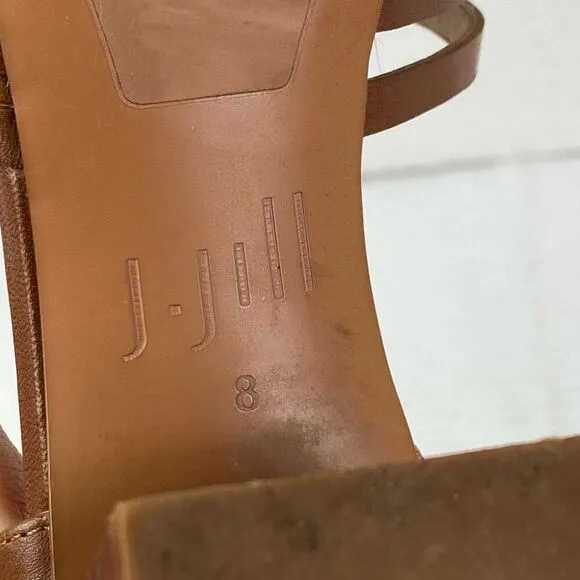 J. Jill Brown Strappy Genuine Leather Block Heeled Open Toe Sandals Size 8