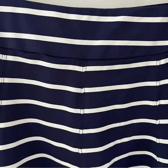 J. McLaughlin Women’s Resort Wear A-Line Navy Blue &amp; White Striped Mini Skirt L
