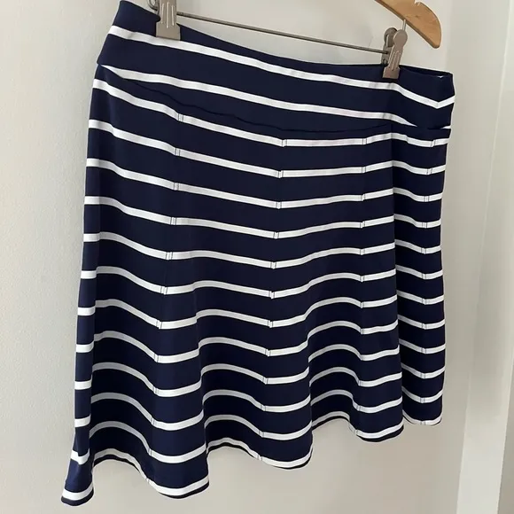 J. McLaughlin Women’s Resort Wear A-Line Navy Blue &amp; White Striped Mini Skirt L