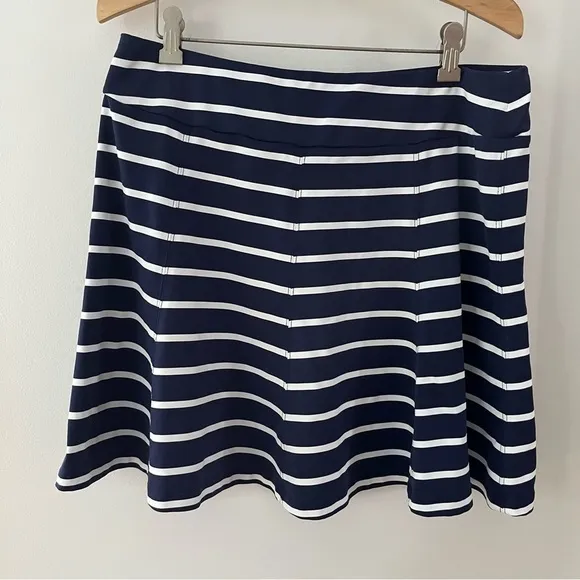 J. McLaughlin Women’s Resort Wear A-Line Navy Blue &amp; White Striped Mini Skirt L