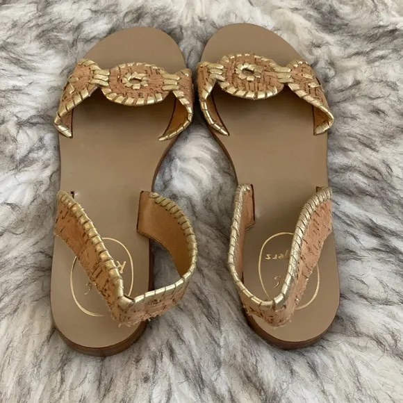 JACK ROGERS leather cork Lilliana slingback sandals