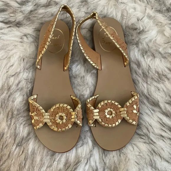 JACK ROGERS leather cork Lilliana slingback sandals