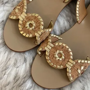 JACK ROGERS leather cork Lilliana slingback sandals