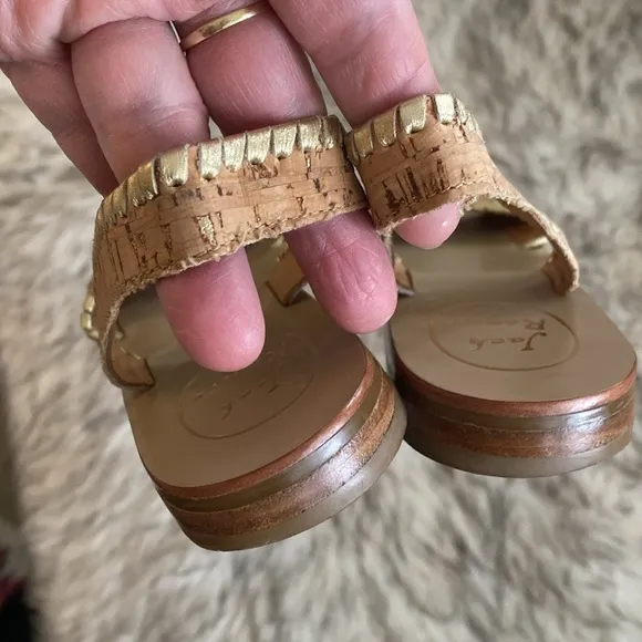 JACK ROGERS leather cork Lilliana slingback sandals