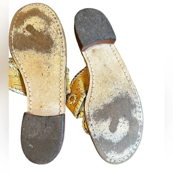 JACK ROGERS NAVAJO WHIPSTITCH GOLDEN SANDALS 8