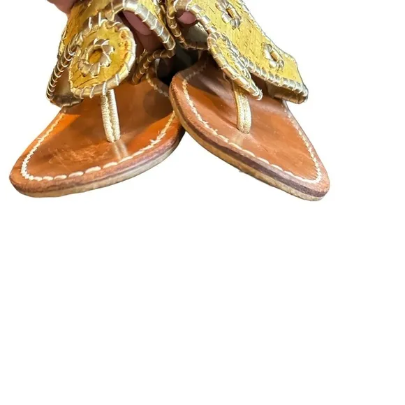 JACK ROGERS NAVAJO WHIPSTITCH GOLDEN SANDALS 8