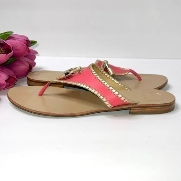 Jack Rogers Women's Alana Dress Sandal Coral and Gold Size 11M