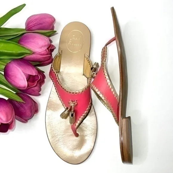 Jack Rogers Women's Alana Dress Sandal Coral and Gold Size 11M